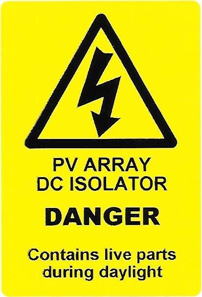 PV ARRAY DC ISOLATOR Labels (PV03)