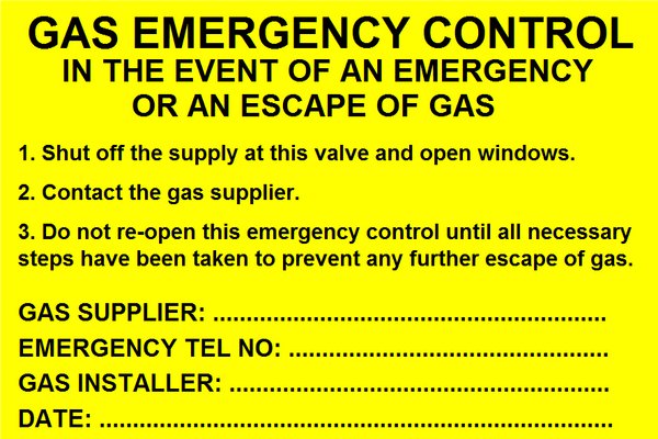 Gas Emergency Control Label (GAS06)