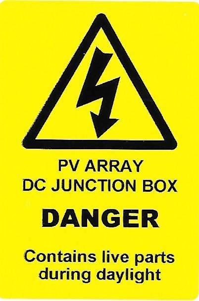 PV ARRAY DC JUNCTION BOX Label (PV02)