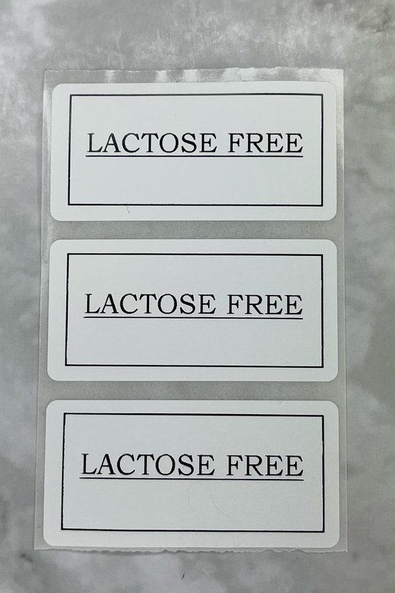 LACTOSE FREE Food / Freezer Labels (LF01)
